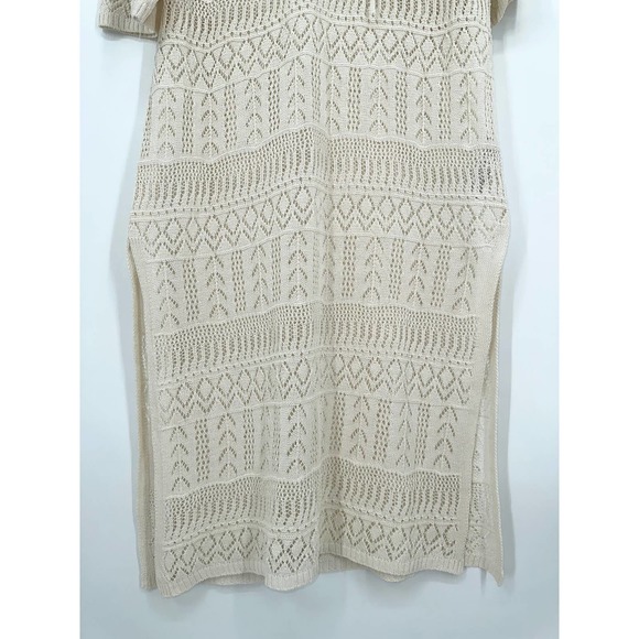 ZARA Crochet Maxi Dress Sheer Open Knit Long Sleeve Beach Cover Up Dress, Cream - Picture 8 of 14